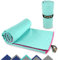 PEAQUE Mikrofaser-Handtuch mit Struktur - leicht, kompakt, schnelltrocknend, XL - Badehandtuch, Reisehandtuch, Sporthandtuch, Türkis/Pink, 160 x 80 cm