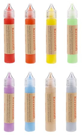 Ovaletta 8 Farben Kerzen Bemalen Set, Kerzenstifte, Wachsplatten für Kerzen, Candle Pen, Kerzenstifte zum Verzieren, Keramik Bemalen Set, je 25 ml, B