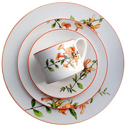 MYUYEE Service de Table 48 pièces Service de Table en Porcelaine Florale Service de Vaisselle en Porcelaine Fine Service de Vaisselle en céramique avec Bols Assiettes，