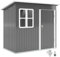 Outsunny Casetta da Giardino Porta Attrezzi in Lamiera Acciaio Zincato, 2.55m² Capanno da Giardino con Porta Blocco Tetto Inclinato, Capannone per Prato, Patio, Cortile, Esterno, 221x133x190cm, Grigio