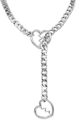 ZORTVUL Love Shackles Necklace,Herz Kette Choker,Heart Slip Chain Halskette Damen,Herzkette,Loveshackles,Herz Slip Chain Choker,Handmade Herz Lariat Y Punk Gothic Cuban Necklace Für Frauen