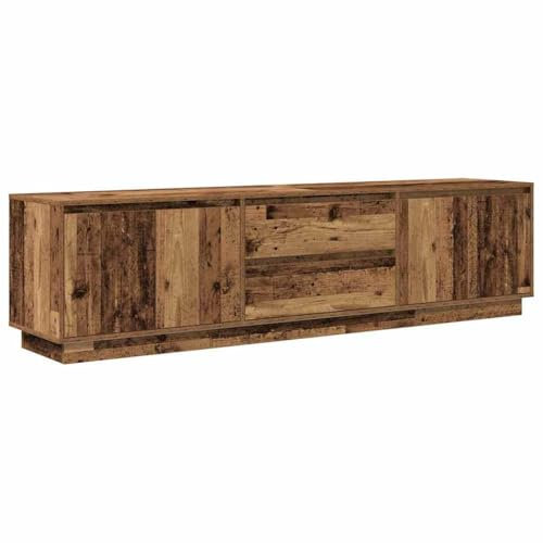 vidaXL TV Cabinet with LED Lights - Engineered Wood Modern Entertainment Unit 193.5x41x50 cm - Old Wood Color