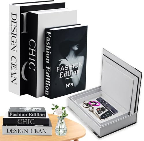 YUJUVI Deko Bücher für Heimdekor 3er Set Deko Buch Aufbewahrungs Box Nesting Buchbox Stapeln Buchattrappe Box Fake Books Dekorative für Home Couchtisch Dekobücher für Büro (3-Teilig Bücher Box D)