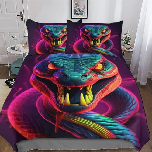 GGJJTT Schlange 3D Bettwäsche Bettbezug Set Bettbezüge 2 teilig Mikrofaser Deckenbezug Mit Kissenbezug Erwachsene Teenager Kinder Single135x200cm