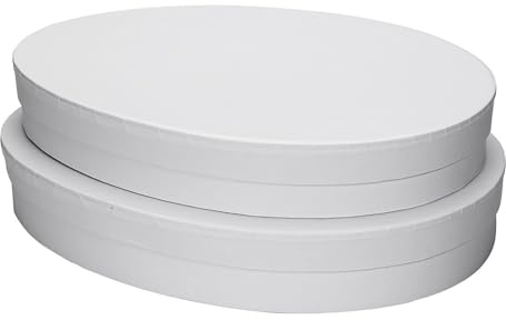 Ideen mit Herz Egg Shaped Gift Boxes with Lid, Cardboard Boxes, Set of 2, 2 Different Sizes Inside Each Other, Made of Sturdy Cardboard, Packaging for Easter Gifts, Oval, White
