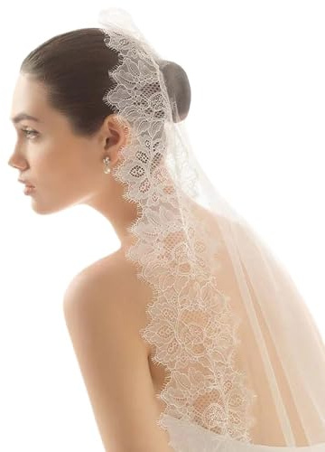 GBYUHAIJUN Schleier,Schleier Braut Weiß Romantische Spitze Braut Schleier Hochzeit Zubehör Mariage Veils(200cm)