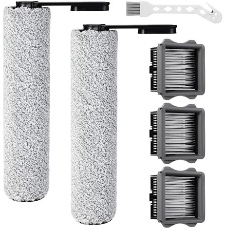 Ensemble d'accessoires 6 pièces pour aspirateurs eau et poussière pour Tineco Floor One S5/S5 Pro/S5 Pro 2/S5 Extreme, comprenant 3 filtres, 2 rouleaux de brosse de rechange et 1 brosse de nettoyage