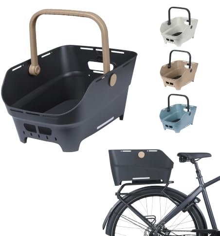 Basil Cento Neo MIK Fahrradkorb Gepäckträger hinten – 21L – aus Recyceltem Kunststoff – Reflektierend – 46.9x23.7x14.1 cm