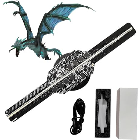 Hologram Fan Projector with App Remote and 128 LED Beads for Home Advertising, Halloween, Christmas
