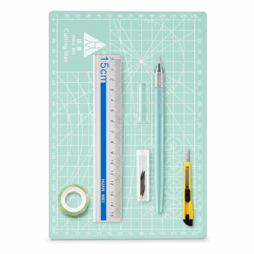 KAIYUEMAOYI Craft Knife Set with Precision Knife, Cutting Mat, and Ruler for Rubber Stamp Carving & Detailed Crafting