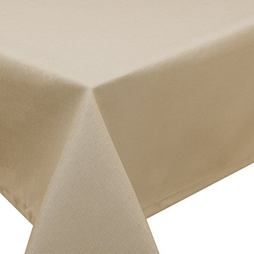 Tischdecke Fleckschutz Lotus Effekt Garten LEINEN Optik bügelfrei abwaschbar Uni Farbe Sand Größe oval 160x260 cm