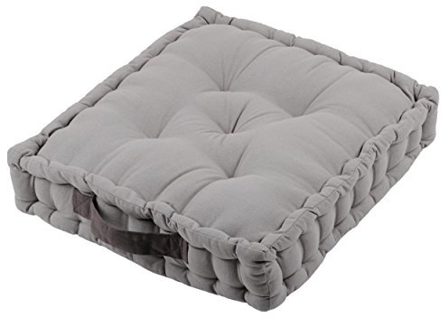 Alphadeco Sitzkissen Uni aus Baumwolle (170g/m2) - 45x45x10cm - Bodenkissen, Stuhlkissen, Sitzerhöhung (Mausgrau/Hellgrau)