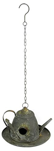 Gerson International 2385590 Antikes Teekanne Vogelhaus, 26,9 cm lang, Metall