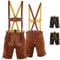 German Wear Kurze Trachtenlederhose Lederhosen mit Hosenträger (DE/NL/SE/PL, Numerisch, 60, Regular, Kurz, Kastanienbraun)
