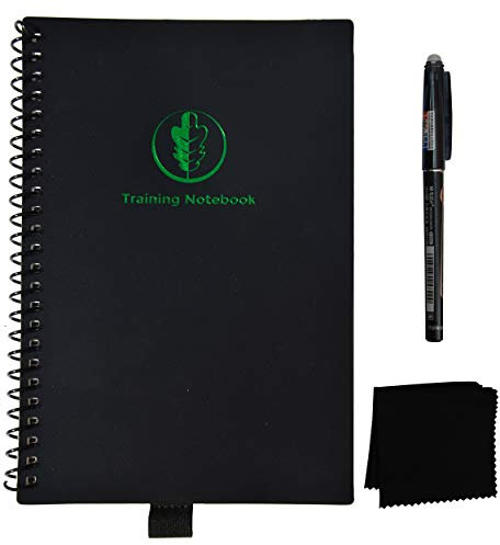 AUSVERKAUF! Atleo Trainingstagebuch - Wiederverwendbares Trainingsbuch zum festhalten des Trainingsfortschritts - Ideal zum erstellen des Trainingsplans & als Ernährungstagebuch + Stift und Tuch (A5)