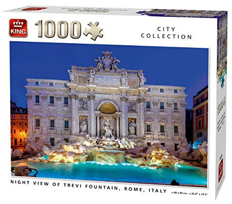 King International- Veduta Notturna della Fontana di Trevi Roma Puzzle 1000 Pezzi, Colore Tinta Unita, 68x49 cm, 55852