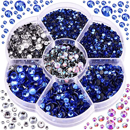 Blinginbox Hotfix Rhinestones, 3000pcs Clear Hotfix Gems Crystal Rhinestones for Clothes DIY Craft Sewing and Decorations, Round Mixed Sizes SS6-SS30 (Lt.Sapphire)
