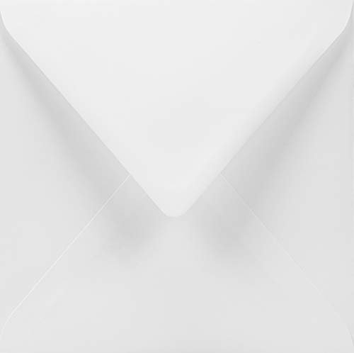 Netuno 50 quadratische Briefumschläge Weiß 15,5 x 15,5 cm 100g Lessebo Smooth White Brief-Kuvert quadratisch Spitzklappe ohne Fenster für Einladungskarten Geburtstagskarten Glückwunschkarten Briefe