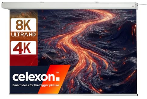 celexon Expert Écran de Projection motorisé 100 | 220x137 cm 16:10 | Écran 8K, Full-HD pour présentations Professionnelles ou Home Cinéma avec vidéoprojecteurs | Télécommande | Montage Mural/Plafond
