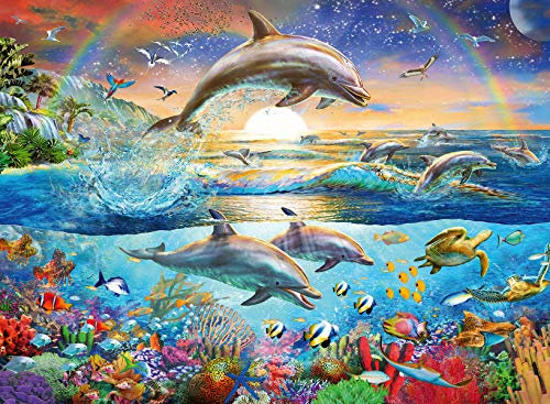 Ravensburger Kinderpuzzle - 12895 Delfinparadies - Unterwasserwelt-Puzzle für Kinder ab 9 Jahren, mit 300 Teilen im XXL-Format