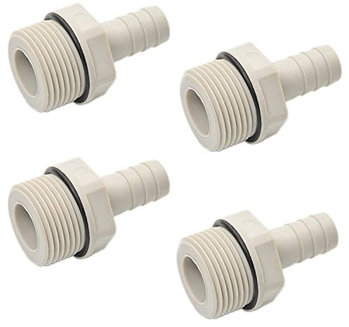 Othmro G3/4 Lot de 6 raccords cannelés en plastique PVC de 1,2 cm x 2,5 cm NPT mâle fileté adaptateur de tuyau, adaptateur de connecteur fileté gris pour eau, carburant, air