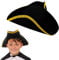 Kids Tricorn Hat Fancy Dress Accessory. Childrens Pirate Captain Hat/Kids Highway Man Hat. Black Tri-corn Hat With Gold Detailing Size: 55cm - Pack Of 1