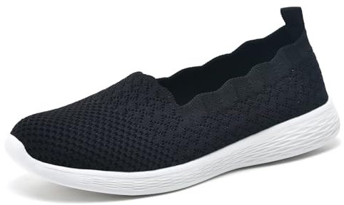 Puxowe Scarpe Mocassini Slip On da Donna Eleganti Leggere Fitness Casual Outdoor Passeggio Maglieria Piatte Sneakers 42 EU Black