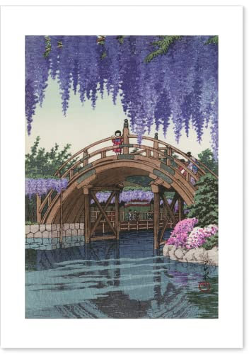 【Hergestellt in Japan】 Poster Japanische Malerei Hasui Kawase Glyzinie bei Kameido 41 cm x 29 cm (A3) Druck auf einem dicken Blatt Papier Gemälde Wandkunst
