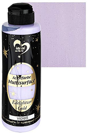 Ideen mit Herz Acrylfarbe Multisurface Edelglitzer | Universalfarbe auf Wasserbasis | mit edel schimmerndem Goldglitzer | 180 ml (violett)