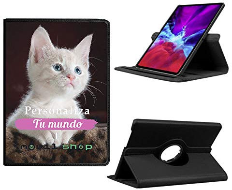 Movilshop Personaliza tu Funda Tablet [iPad Pro 12.9-2020] con Foto Texto | Giratorio Rotación de 360º Función Soporte Cuero Sintético Negro