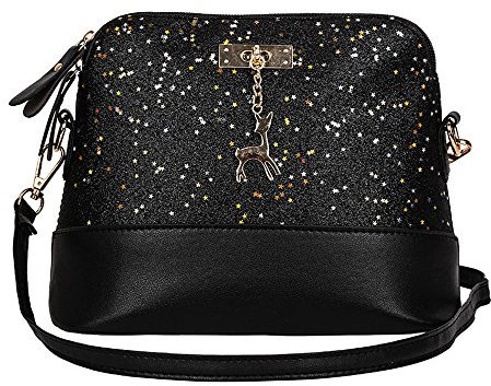 Generisch Kleine Handtasche Mädchen Damen Tasche mit Glitzer Oberfläche und Sternen Kunstleder