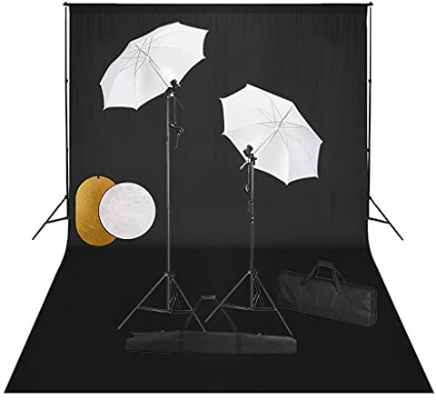 vidaXL Fotostudio-Set mit Leuchten, Schirmen, Hintergrund, Reflektor