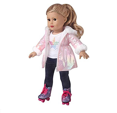 DUORUIMI Winterkleidung, Outfit, langer Mantel, Jacke für American Girl-Puppen, 45,7 cm (18 Zoll)
