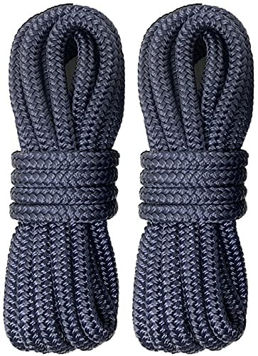RainierSupplyCo Dock Lines 1, 2 & 4 Pack - Boat Rope for Docking with Loop - Premium Double Braided Nylon Marine Rope - Mooring Line with Eyelet - Boat Accessories