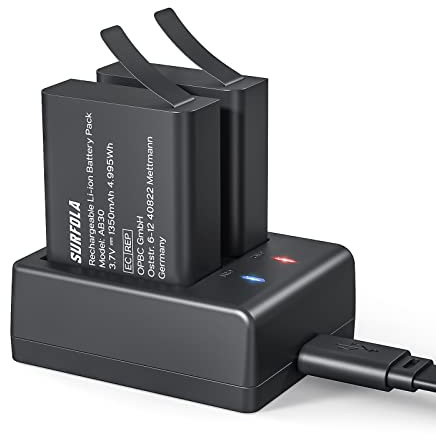 Surfola Batterie Ricaricabili per Action Cam 1350mAh con Accessori per Caricabatterie