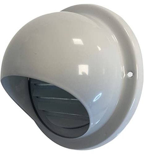 MS Beschläge Zu- Ablufthaube Edelstahl Außenwandhaube pulverbeschichtete Lüftungshaube Insektenschutzgitter Lamellenhaube mit Stutzen Lüftungsgitter (100mm, Weiß RAL9010)