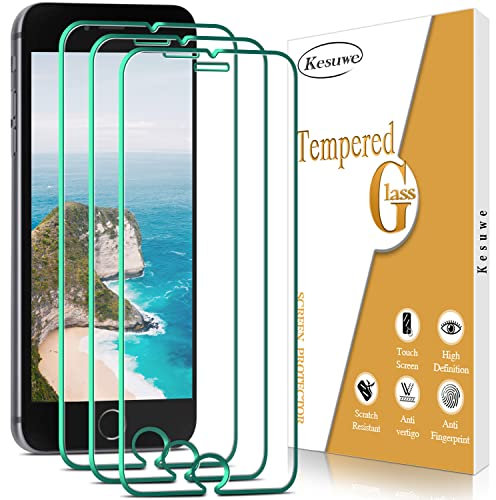 Kesuwe [3 Pezzi] Vetro Temperato per iPhone SE 2020, iPhone 8, iPhone 7, iPhone 6S, iPhone 6, Durezza 9H, Senza Bolle, Facile da Installare, Anti Graffio, Anti-Impronte