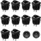 HONGECB Kippschalter Rund, Runde Schalter, ON/OFF Wippschalter, einrastbare runde Schalter, Für Auto Boot, Haushaltsgeräten, Motorrädern, Schiffen Usw, 6A/ 250V, 10A/125V, 10 Stück