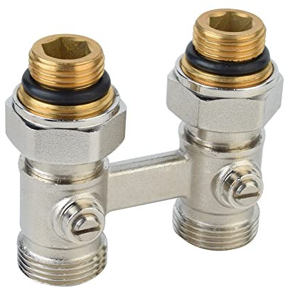 S SIENOC Zweirohr Hahnblock für Ventil-Heizkörper Anschluß Heizung Selbstdichtend Absperrbar 1/2 Zoll x 3/4 Zoll Durchgangsform