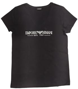 EMPORIO ARMANI Damen S/Sleeve V Neck T-Shirt, Schwarz, M