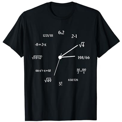 Mathemische Mathematik-Uhr mit Mathematik-Motiv T-Shirt