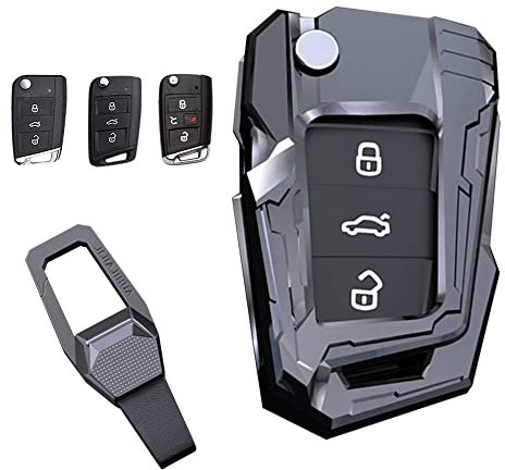 maipula Autoschlüssel Hülle für VW Golf 7,Mk7,Polo,Jetta 4,Touran,T-ROC,Arona,Ateca,Fabia 3,Karoq,Grau