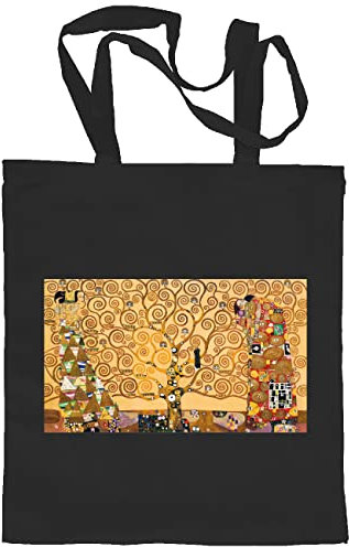 My Custom Style Borsa Shopper Cotone Nera#Arte-Albero della Vita, Klimt# M70