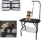 HENGMEI Trimmtisch für Hunde, Hundepflegetisch, Tierpflegetisch Schertisch mit Höhenverstellbarem Galgen, 1 Schlingen und Kratzfester Gummioberfläche, 80x46x76cm