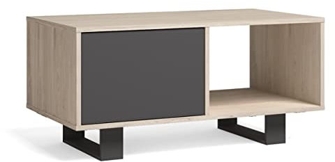 Skraut Home | Mesa de café con Puertas | Comedor | Modelo Wind 92x50x45cm (Chene-Gris)