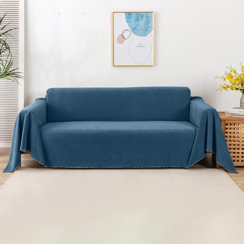 VanderHOME Anti-Rutsch-Sofa Abdeckung - Elastische Dehnbare Schutzhülle für Wohnzimmer und Haustiere - Vier Jahreszeiten Universal Decke in Tiefblau (180 * 90cm)