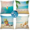Kissenbezüge 4er Set 45x45, Sofakissenbezug Leinen Zierkissenbezüge Leinen Kissenhüllen Outdoor Maritime Kissenbezüge Surfen Kissenhülle Sommer Blau