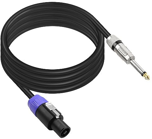 PNGKNYOCN Speakon to 1/4 TS Speaker Cable,12AWG NL4FC 2 Pin Speakon Male to 6.35mm (1/4) Mono Male Audio Amplifier Speaker Cord(2M/6.6FT)
