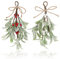 TIESOME Weihnachts Mistelzweig Dekoration, 2 Stück künstlicher Mistelzweig Mistelzweig Hängedekoration Glitzer Weihnachtsbaum Zubehör künstliche trockene Blätter Hängedekoration für Baumtür (Rot+Weiß)