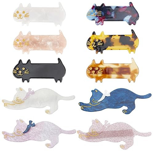 GORGECRAFT 10 Stile Süße Katze Kleine Haarspange Französische Haarspange Haarspangen Entenschnabel Alligator Haarspangen Mode Kitty Haarspangen Süße Katze Harz Haarspangen Für Frauen Haarschmuck